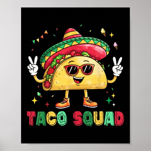 Affiche Funny Cinco De Mayo Funny Taco Squad Sombrero Casq (Devant)