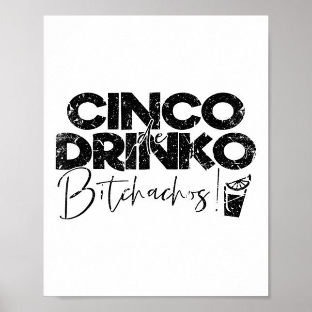 Affiche Funny Cinco De Mayo Mexicain Cinco De Drinko Achos (Devant)
