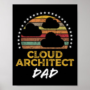 Affiche Funny Cloud Architect Papa, Data Center Tech Citat