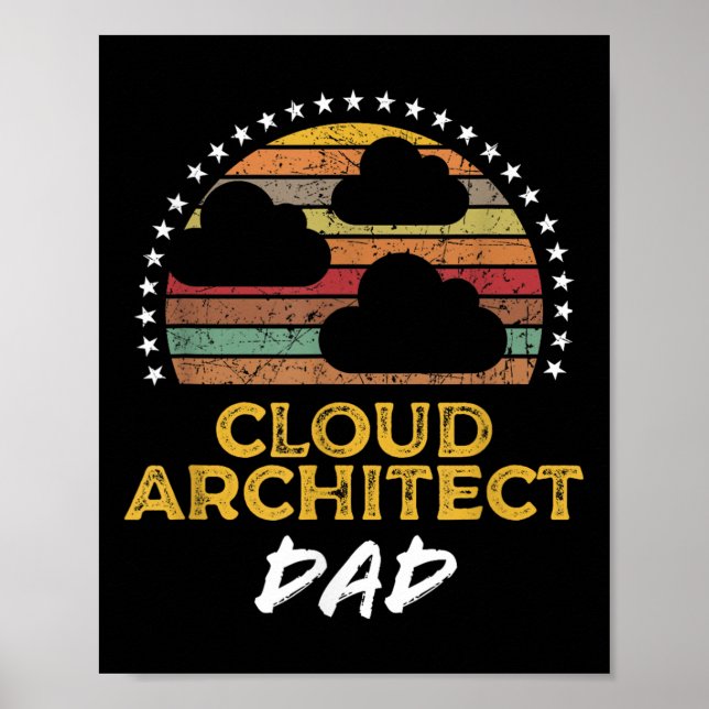 Affiche Funny Cloud Architect Papa, Data Center Tech Citat (Devant)