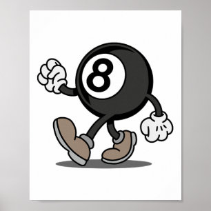 Affiche Funny Comic Snooker Billard Player 8-ll