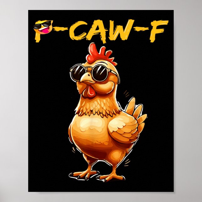 Affiche Funny Cool Chicken Sungles Caw F Humor For Men Wom (Devant)