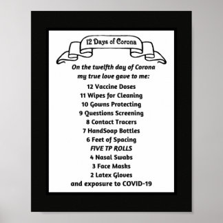 Affiche Funny Corona Chanson cadeau : Douze jours de Coron