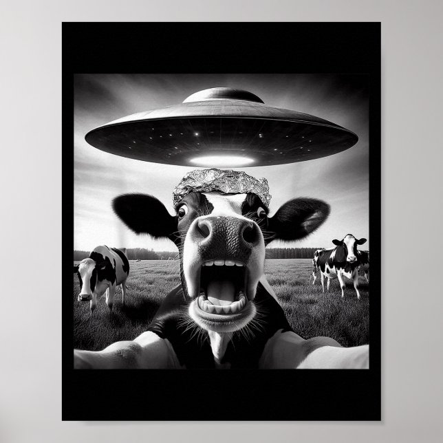 Affiche Funny Cow Abduction By Ufo Selfie - Hilarious Alie (Devant)