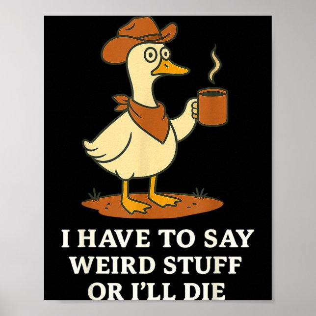 Affiche Funny Cowboy Goose Saying Weird Stuff Meme Humor Q (Devant)