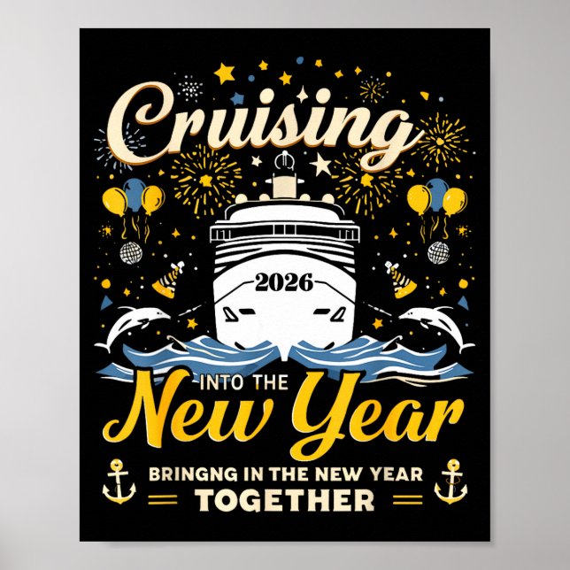 Affiche Funny Cruising Into 2026 New Year Matching Family  (Devant)