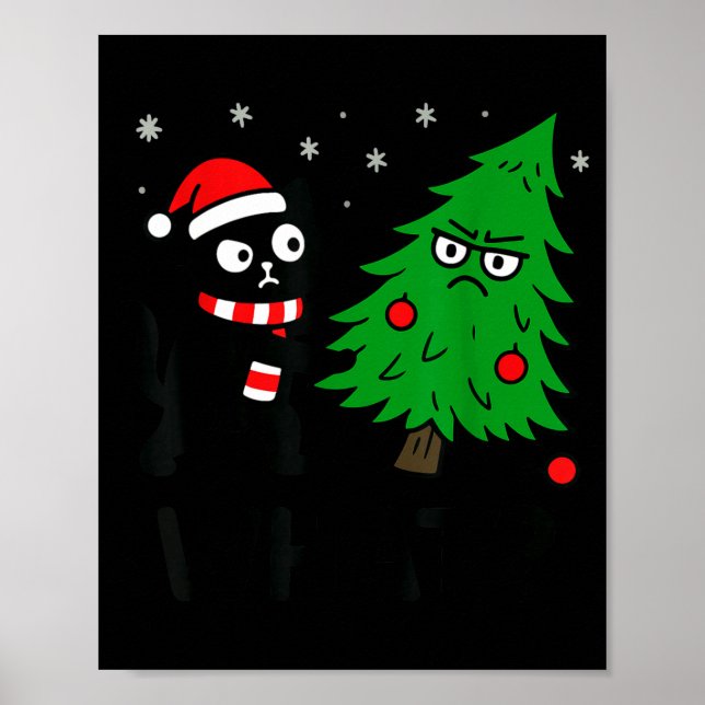 Affiche Funny Cute Black Cat What Jamas Christmas Tree Cos (Devant)