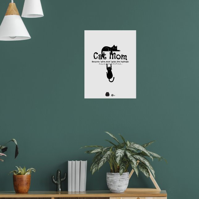 Affiche Funny Cute Cat Wine Mom Quote Typography Gift (Salon 1)