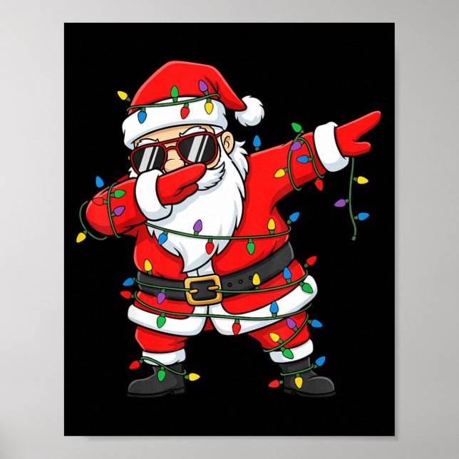 Affiche Funny Dabbing Santa Xmas Lights Men Boys Girls Chr (Devant)