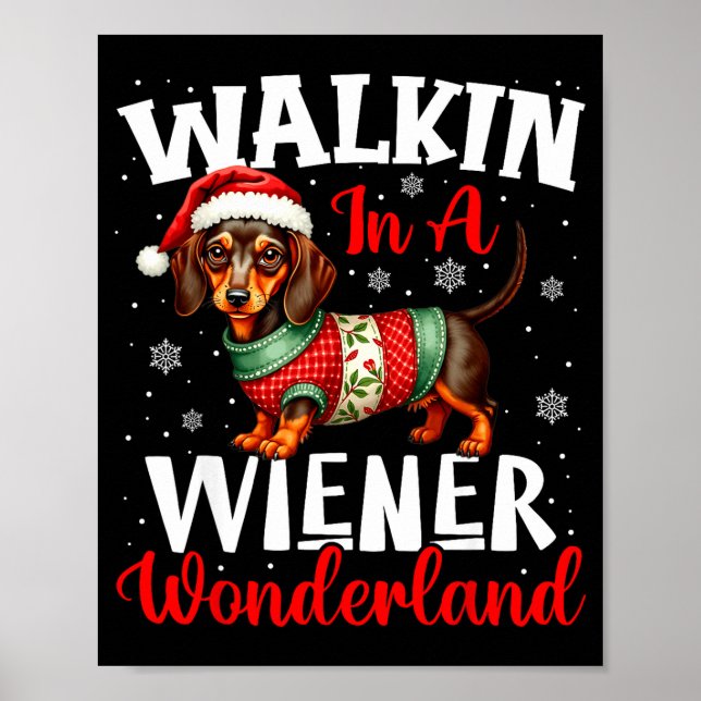 Affiche Funny Dachshund Cute Christmas Dog Lover Walking I (Devant)