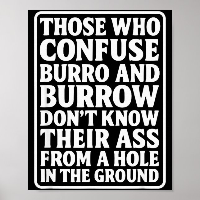Affiche Funny Dad Joke Burro Burrow Pun From Hole In The G (Devant)