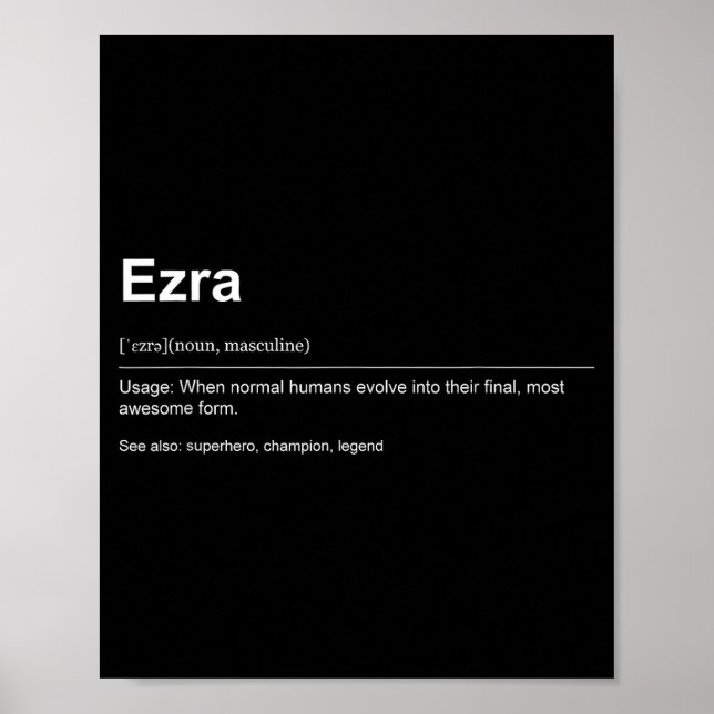 Affiche Funny Definition Quote For The Name Ezra _  (Devant)
