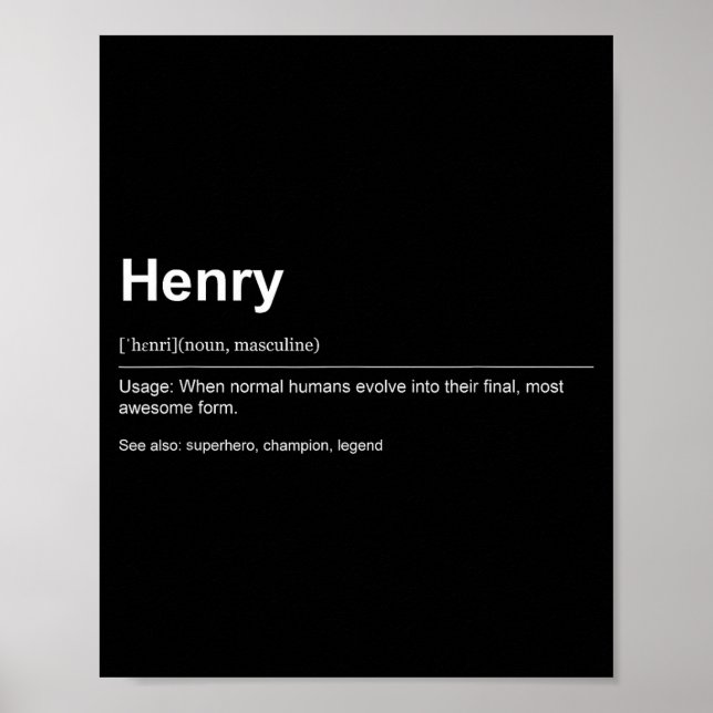 Affiche Funny Definition Quote For The Name Henry _  (Devant)