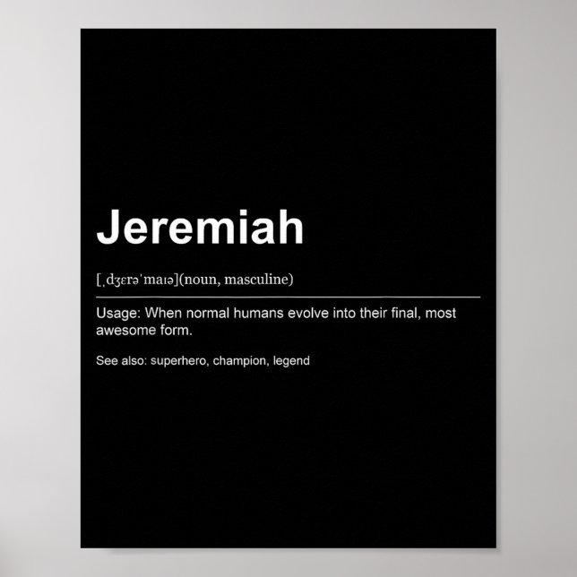 Affiche Funny Definition Quote For The Name Jeremiah _  (Devant)