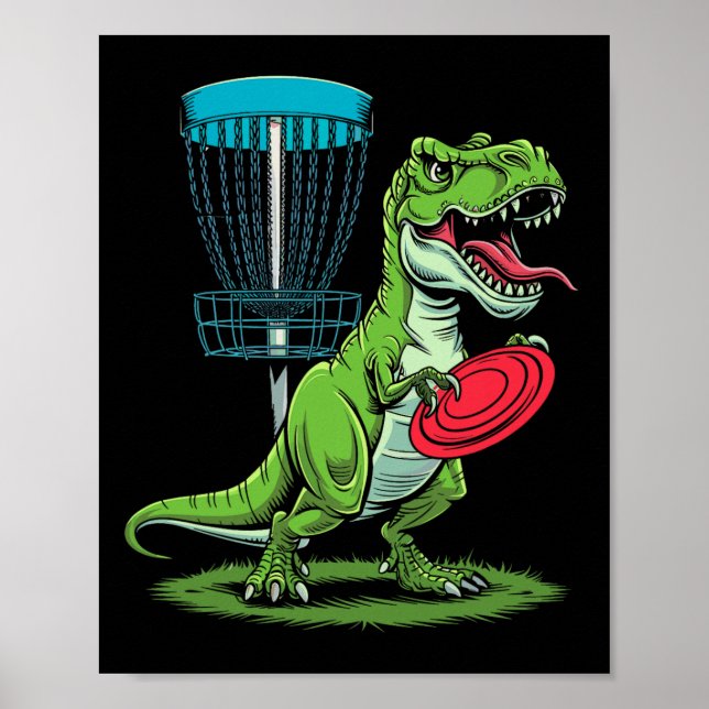 Affiche Funny Dinosaur T-rex Disc Golf Player Sket Golfer  (Devant)