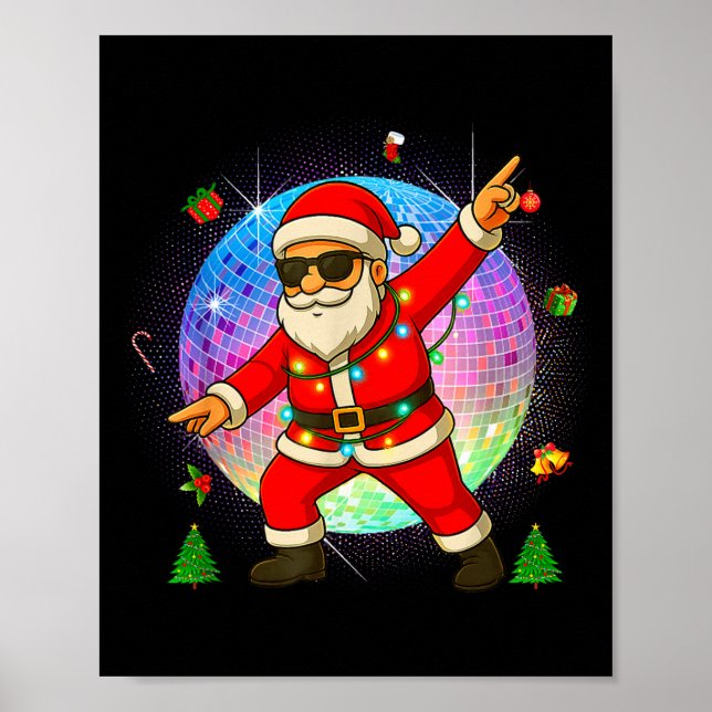 Affiche Funny Disco Santa Xmas Lights Girls Boys Kids Chri (Devant)