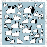 Affiche Funny Dog Cartoon<br><div class="desc">Lots of cute and funny dogs in black and white on a teal background. Original art by Nic Squirrell.</div>
