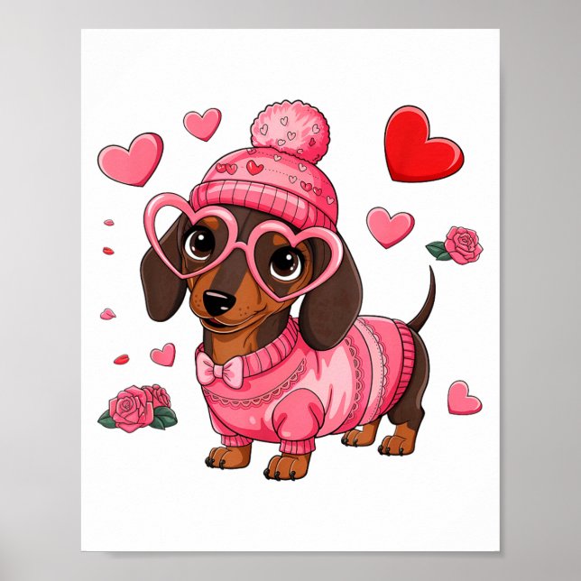 Affiche Funny Dog Dachshund Valentines Heart Dog Lover Men (Devant)
