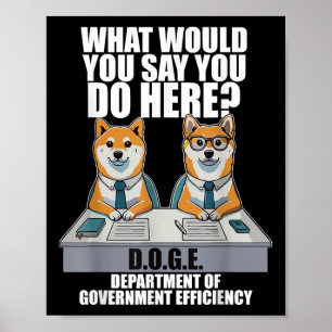 Affiche Funny Doge Meme D.o.g.e, Ministère du gouvernement