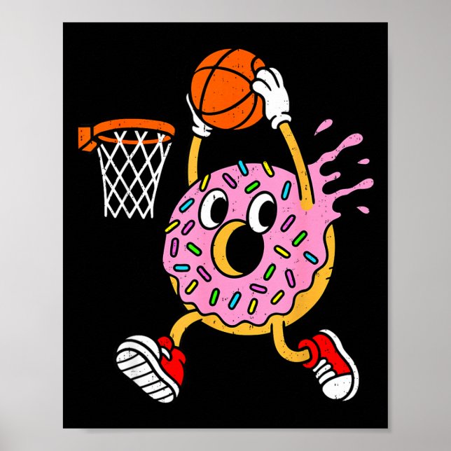 Affiche Funny Donut Dunking Basketball Doughnut Food Champ (Devant)