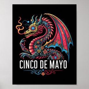 Affiche Funny Dragon Cinco De Mayo Sugar Flower Mexi