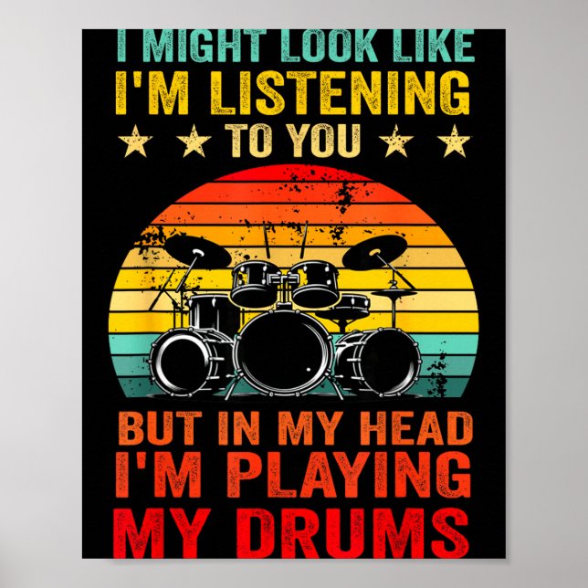 Affiche Funny Drummer Men Women Drumline Drumming Musical  (Devant)