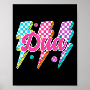 Affiche Funny Dua Lightning Bolt À damiers I Love Dua 80's