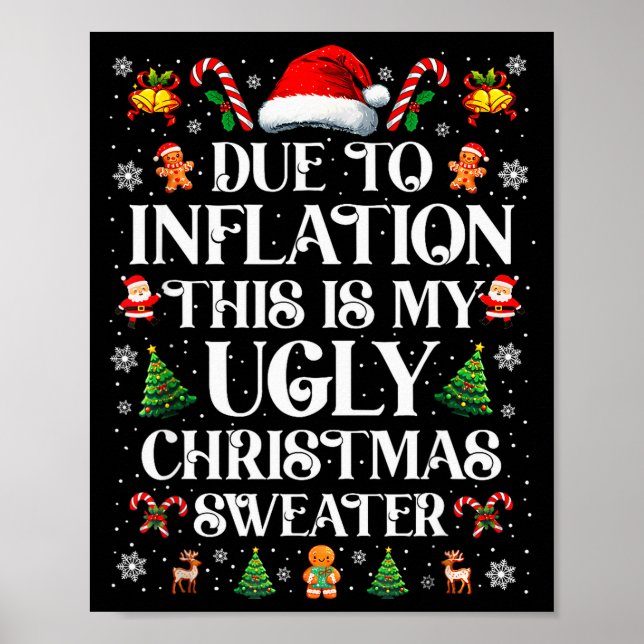 Affiche Funny Due To Inflation Ugly Christmas Sweaters For (Devant)