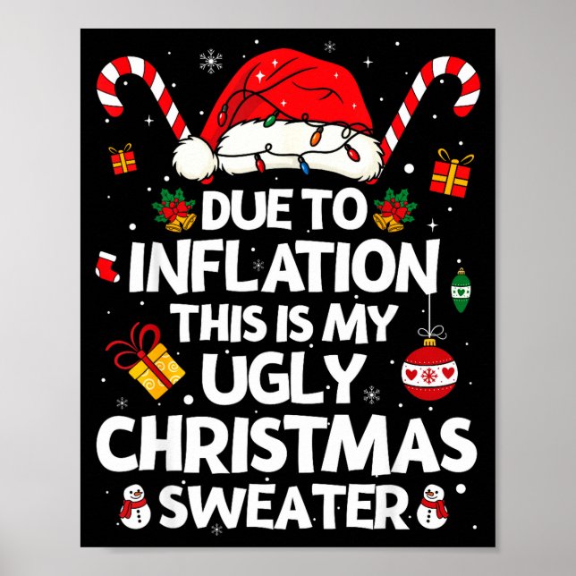 Affiche Funny Due To Inflation Ugly Christmas Sweaters For (Devant)