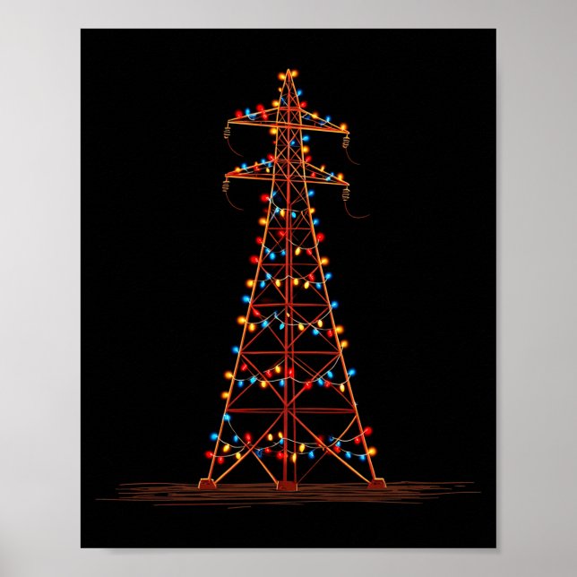 Affiche Funny Electric Pylon Christmas Graphics Lights Lov (Devant)