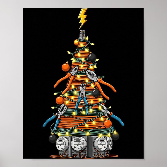 Affiche Funny Electrician Christmas Tree Xmas Graphic Men  (Devant)