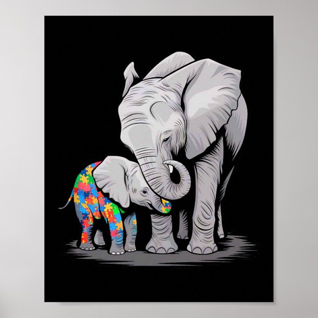Affiche Funny Elephant Sensibilisation sur l'autisme Autis (Devant)