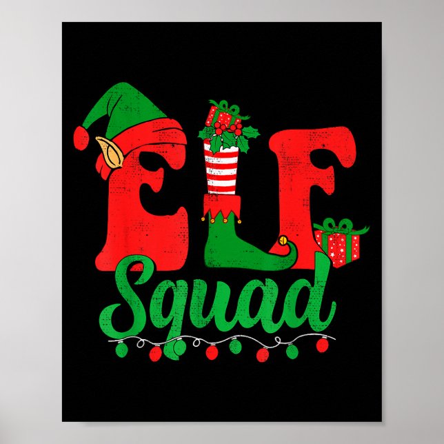 Affiche Funny Elf Squad Santa Hat Family Matching Christma (Devant)