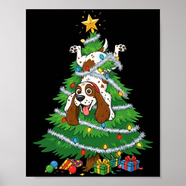 Affiche Funny English Springer Spaniel Dog Christmas Tree  (Devant)