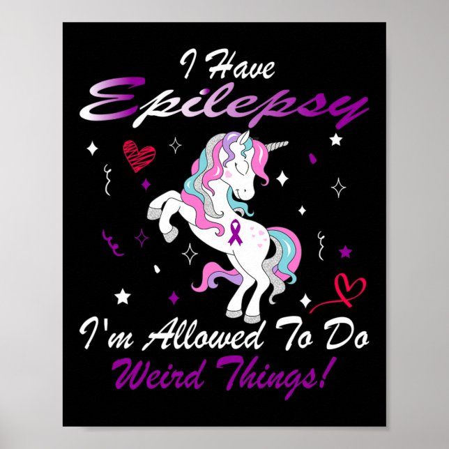 Affiche Funny Epilepsie Sensibilisation Unicorn Purple J'A (Devant)