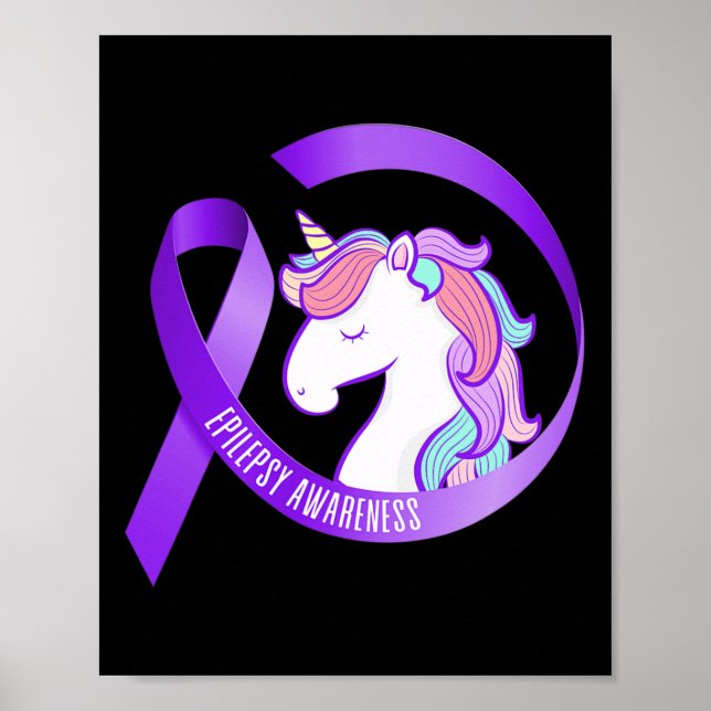 Affiche Funny Epilepsie Sensibilisation Unicorn Ribbon 1 (Devant)