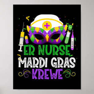 Affiche Funny Er Infirmière Krewe Infirmière Masques Mardi