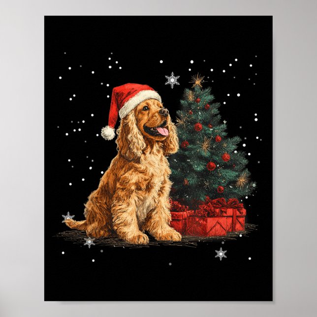 Affiche Funny Er Spaniel Dog Christmas Tree Women Men Kids (Devant)