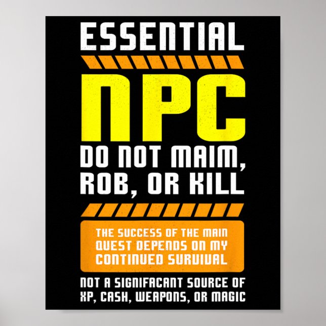 Affiche Funny Essential Npc Gamer And Gaming Non Player Ch (Devant)