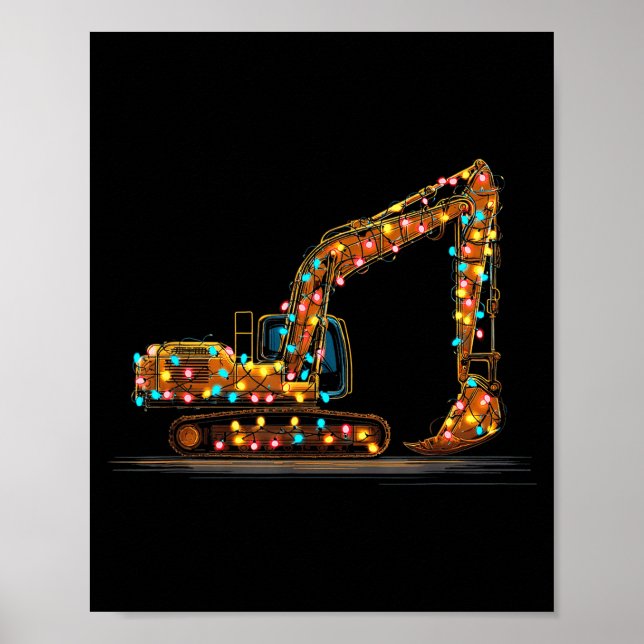 Affiche Funny Excavator Christmas Graphics Lights Lover  (Devant)