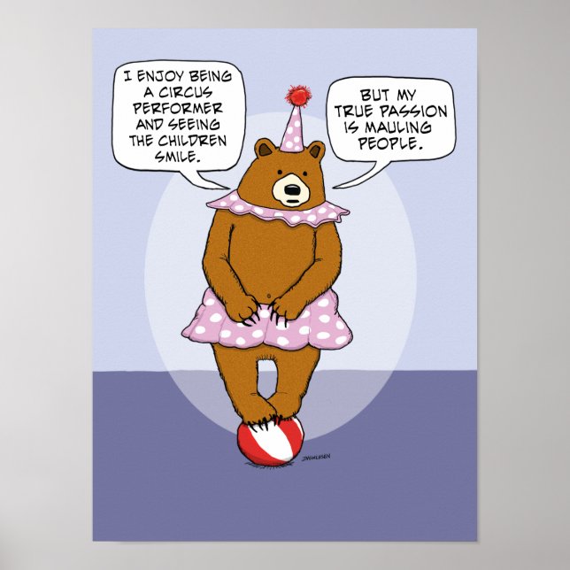Affiche Funny Express Ours Cirque Son Véritable Passion (Devant)