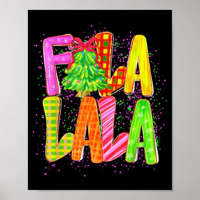 Affiche Funny Fa La La Coquette Bow Checkered Christmas Tr (Devant)