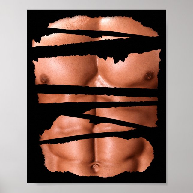 Affiche Funny Fake Muscles Fitness Model Chest Six Pack Ab (Devant)