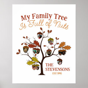 Affiche Funny Fall Photo Family Tree est plein de noix