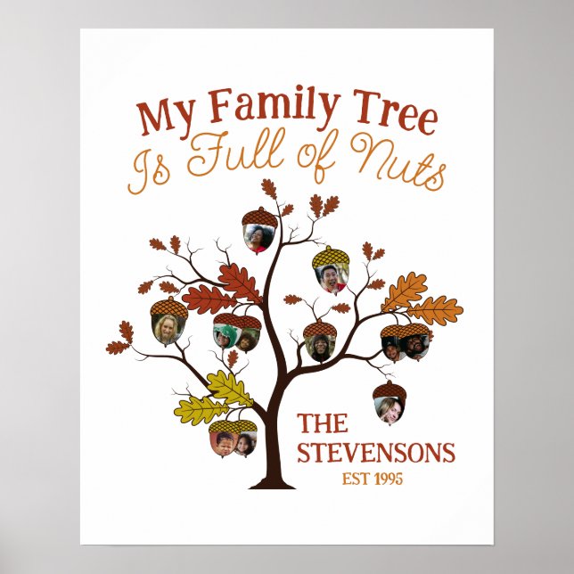 Affiche Funny Fall Photo Family Tree est plein de noix (Devant)