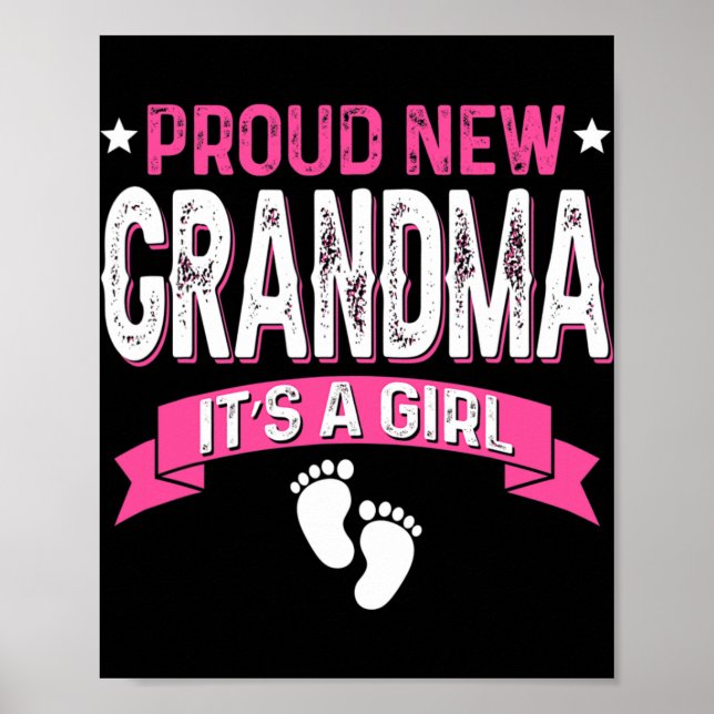 Affiche Funny Family Gender Reveal Proud New Grandma It's  (Devant)