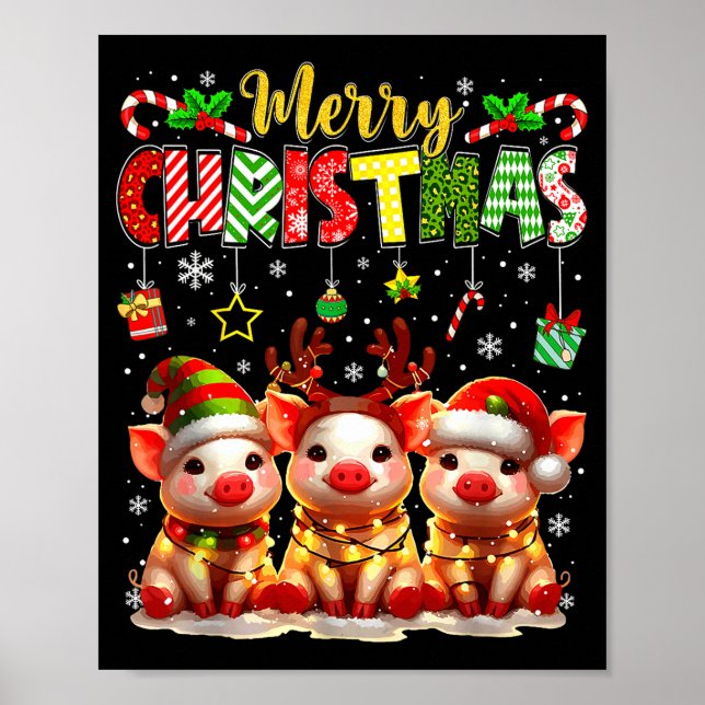 Affiche Funny Farmer Merry Christmas Reindeer Santa Gs Fam (Devant)