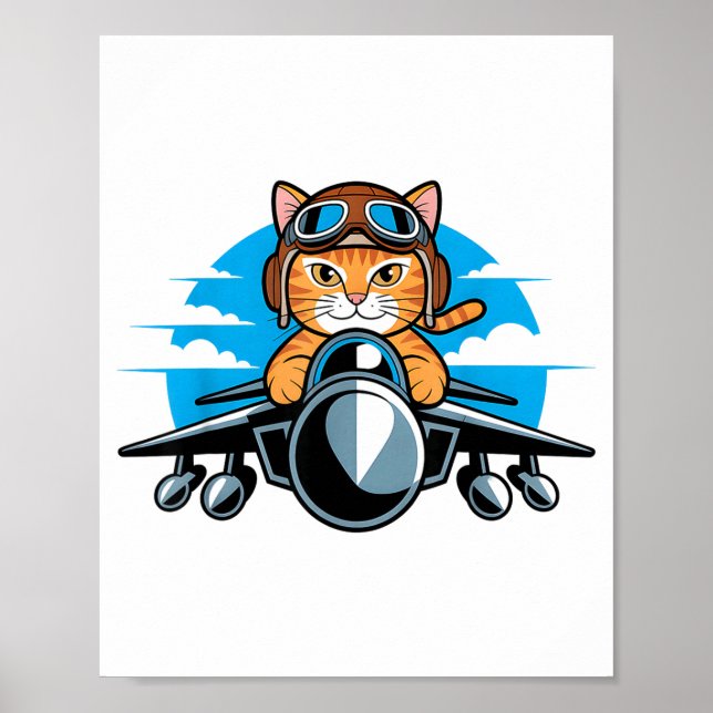 Affiche Funny Fighter Jet Cat Lot Aviation Humor For Cat L (Devant)