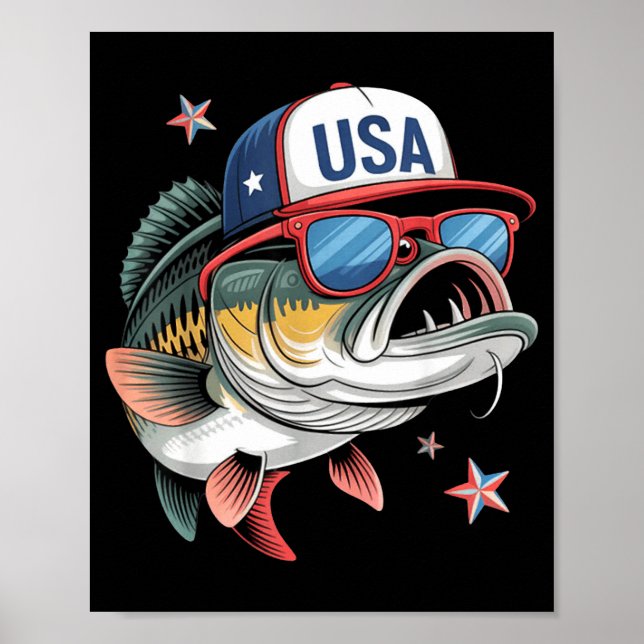 Affiche Funny Fishing &amp; Fisherman Gift American Flag  (Devant)