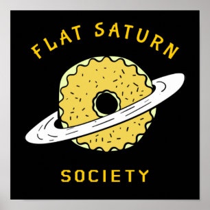 Affiche Funny Flat Saturn Society Illustration Donut